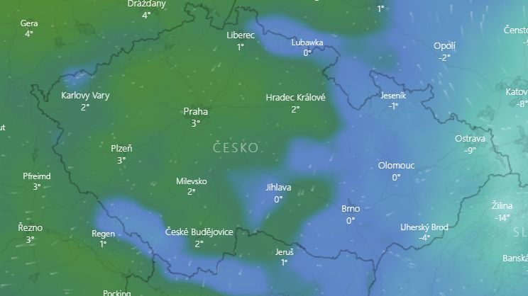 Čechy a Moravu rozděluje počasí. Přijde sněžení a vítr